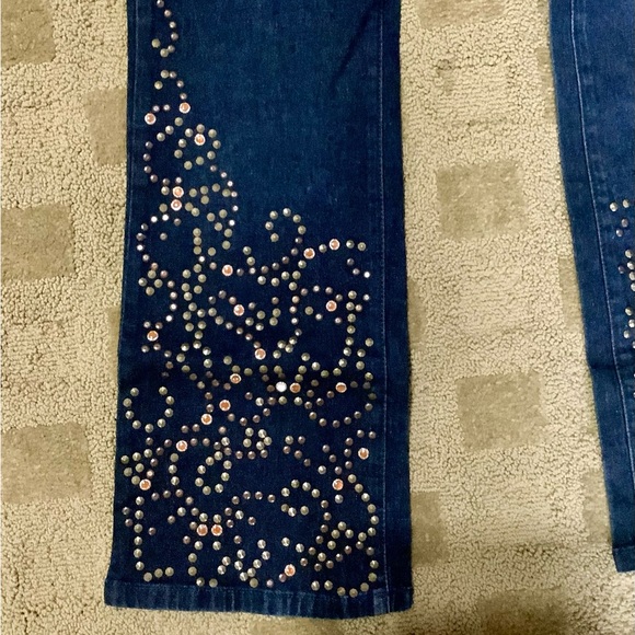 BOOTCUT DECORATIVE BLUE JEANS SIZE 10 - Picture 3 of 5